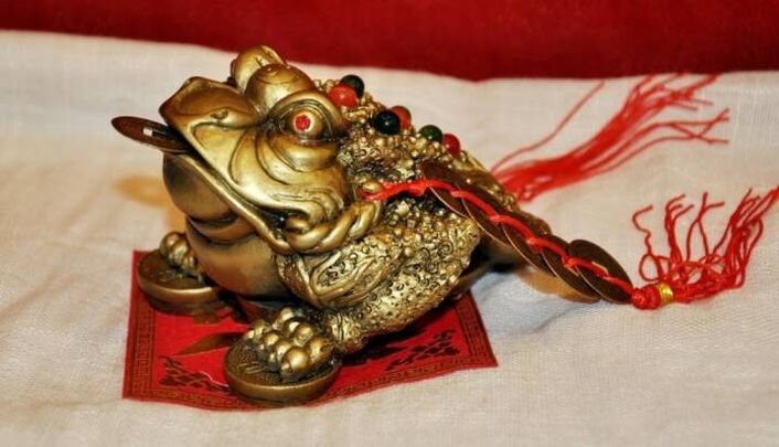 frog with money as an amulet for luck